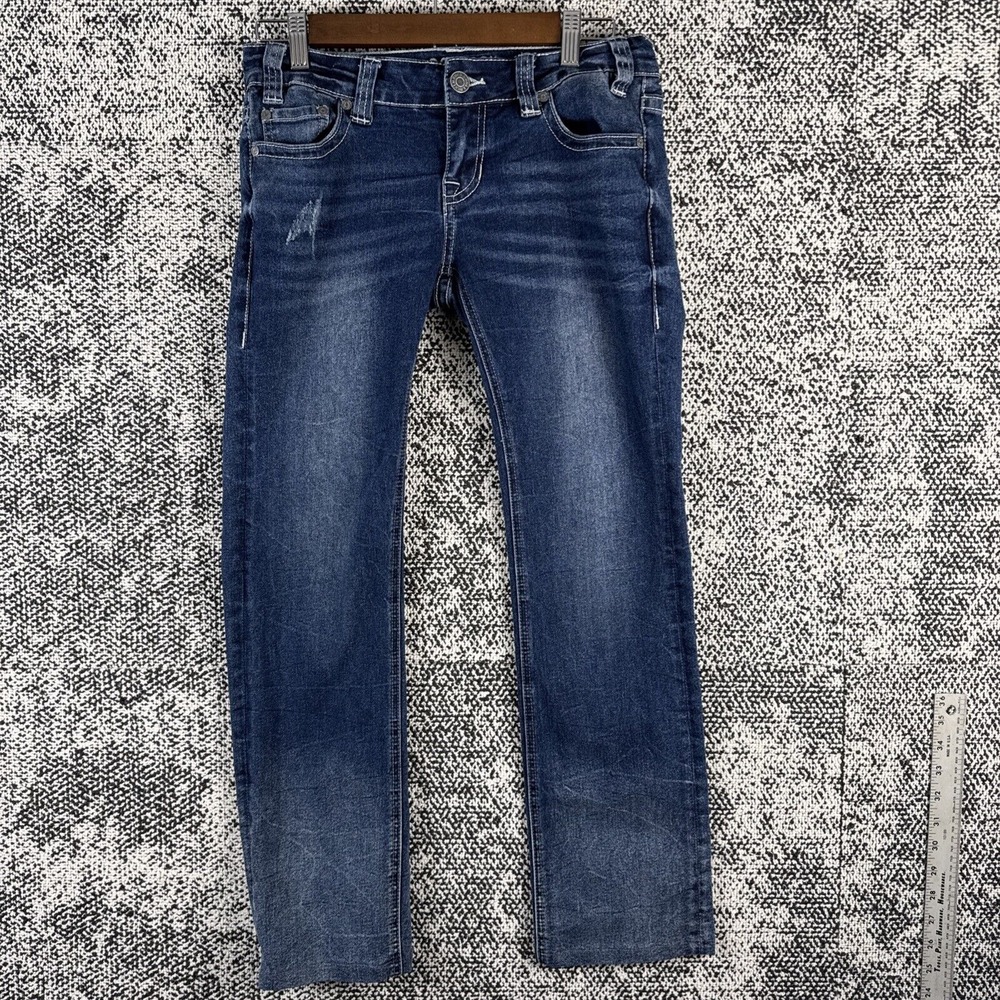 Rock & Roll Cowgirl Rival Jeans Womens Low Rise‎ Straight 28 X 27 Distressed